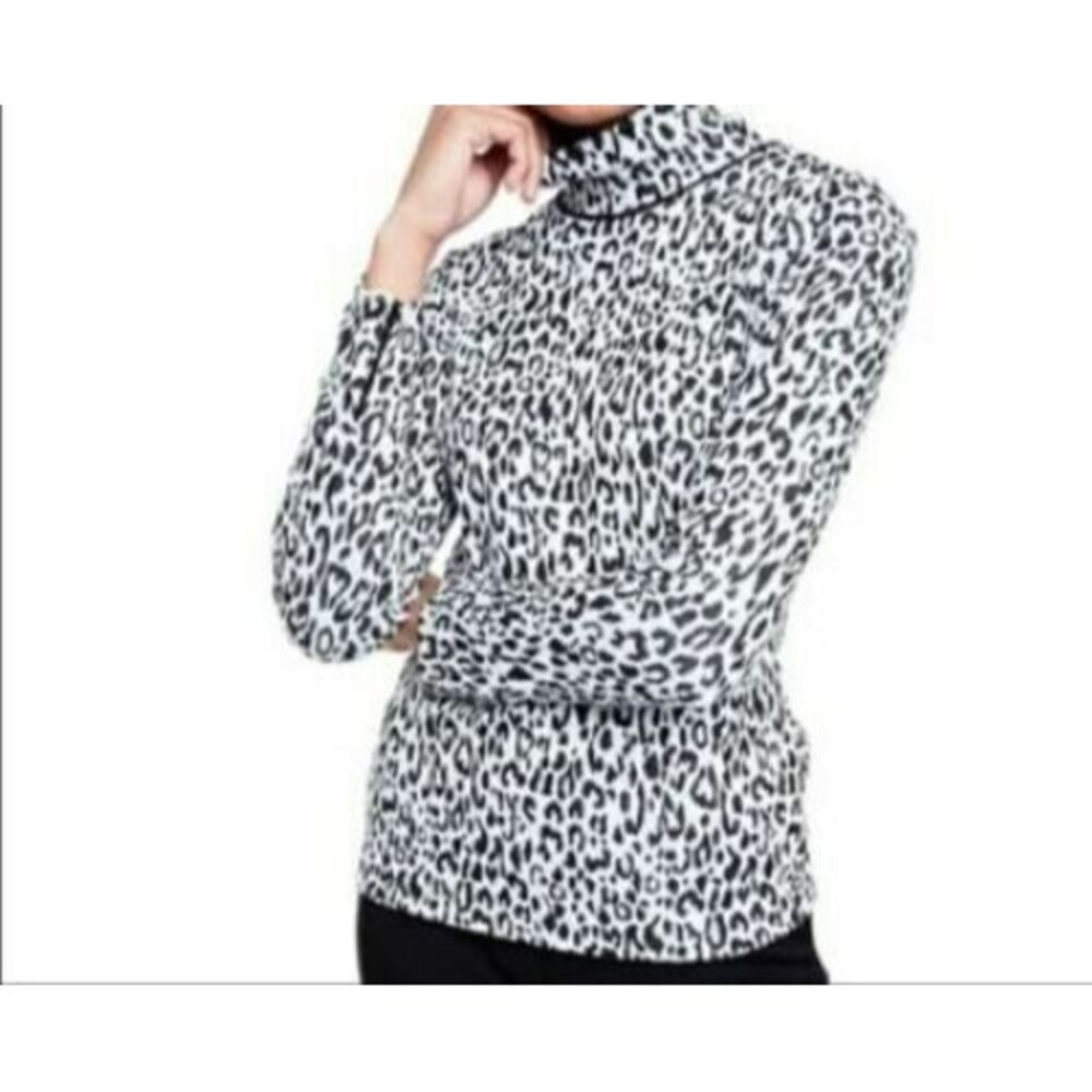 Victor Glemaud Women's Top Size 2X Long Sleeve Leopard Print Shirt Black & White